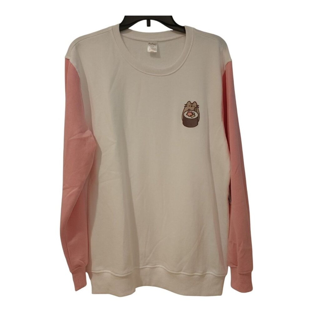Pusheen Colorblock Large Culturefly Crewneck Pink Sweatshirt Sushi Sweater